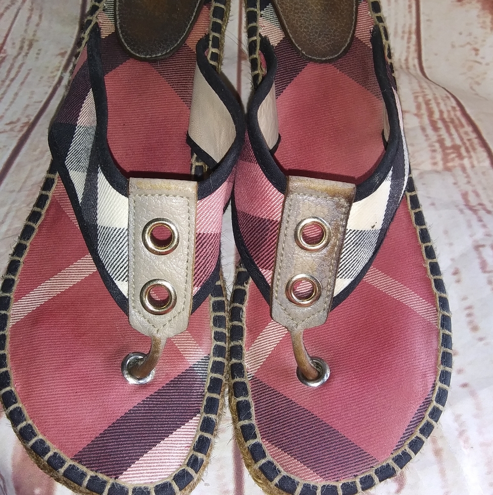 Burberry Red and Black Plaid Heels - Picture 6 of 6